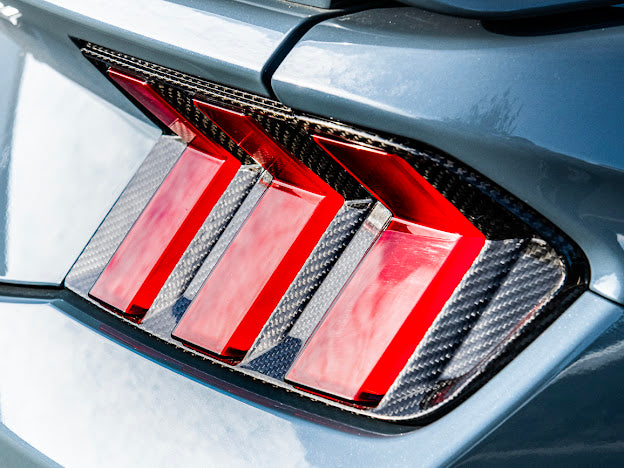 2024-UP FORD MUSTANG S650 | CARBON FIBER REAR TAIL LIGHT TRIM BEZEL COVERS PAIR